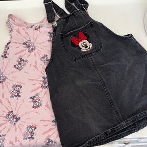 Minnie Mouse Pink Dress and Black Denim Overall Dress